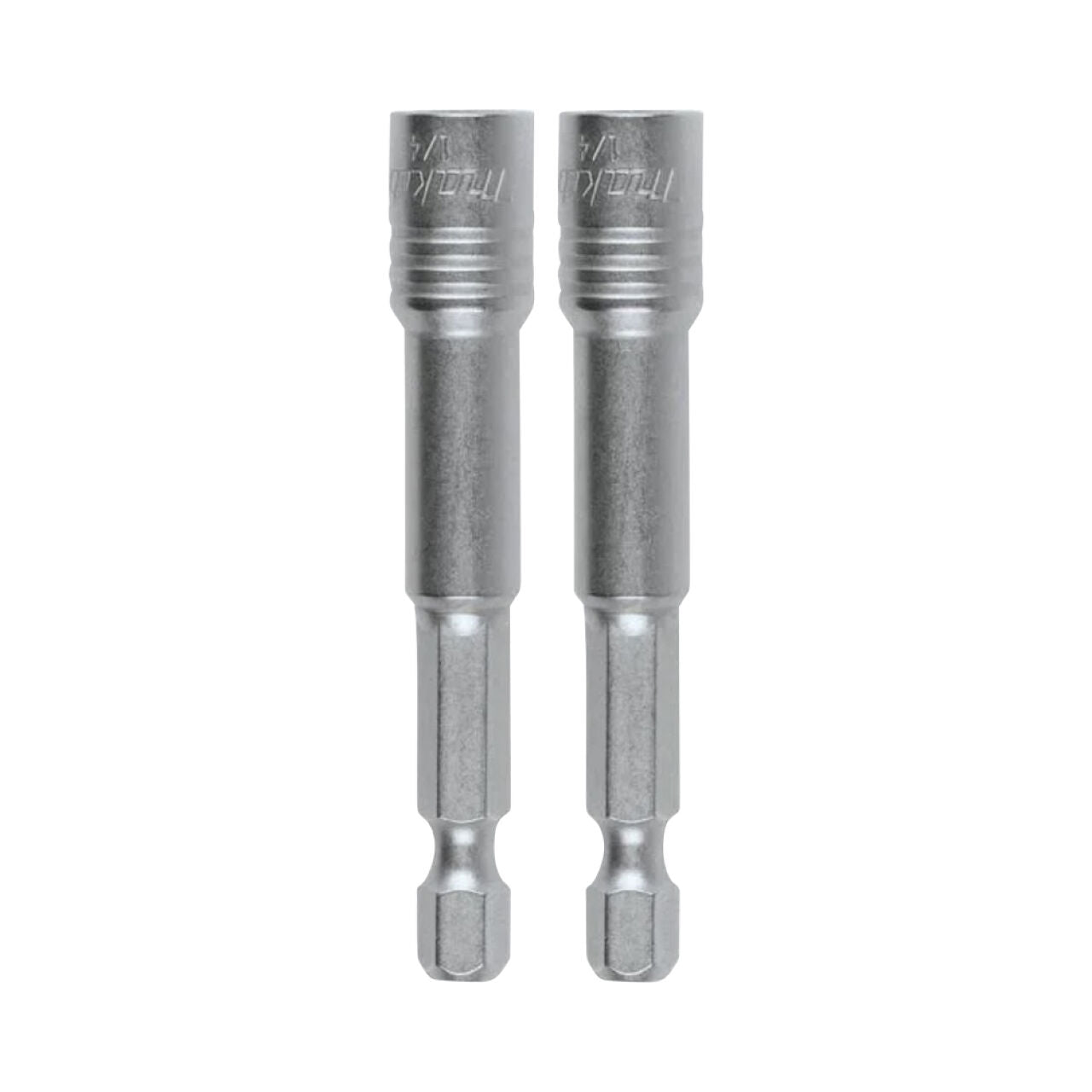 Two Go Build 1/4 in. x 2-9/16 in. IMPACT XPS Magnetic Nutsetters, ideal for impact drivers and hex fasteners, stand upright side by side against a plain white background.